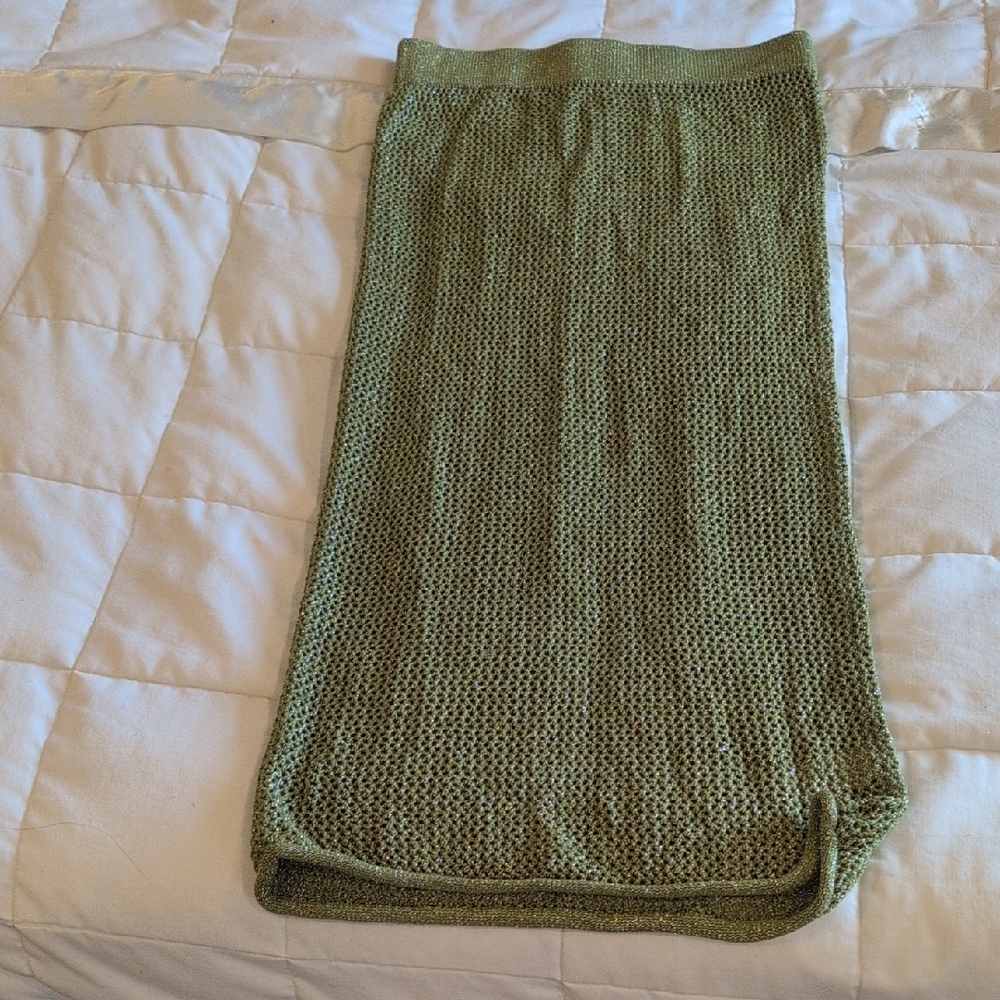 Chic Olive Knit Pencil Skirt